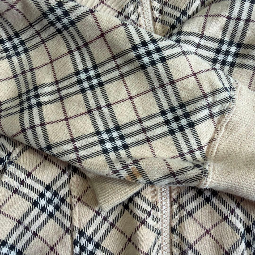 バーバリーブルーレーベル ベージュ チェック柄 ジップアップ ブルゾン 38