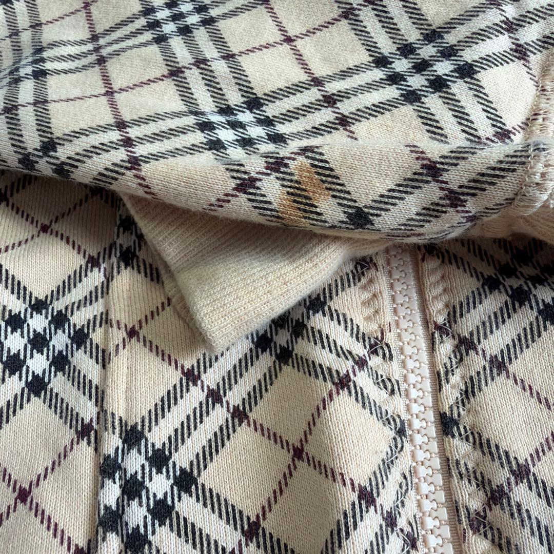 バーバリーブルーレーベル ベージュ チェック柄 ジップアップ ブルゾン 38