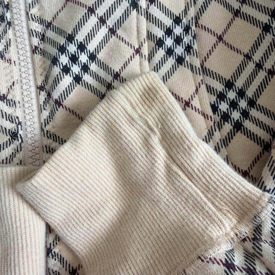 バーバリーブルーレーベル ベージュ チェック柄 ジップアップ ブルゾン 38