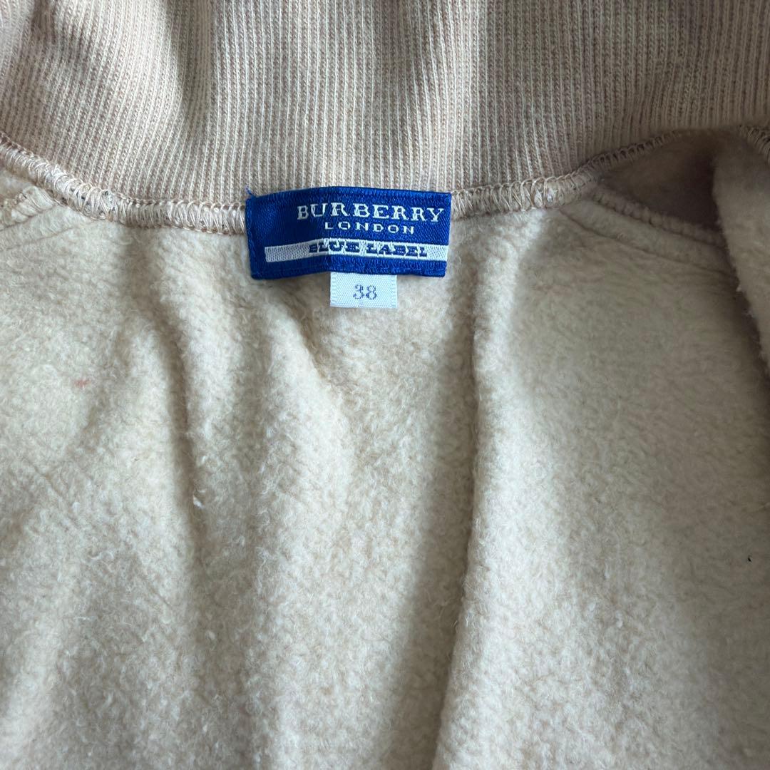 バーバリーブルーレーベル ベージュ チェック柄 ジップアップ ブルゾン 38