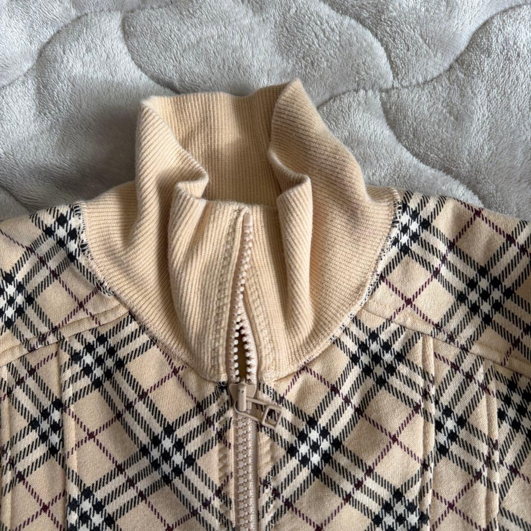 バーバリーブルーレーベル ベージュ チェック柄 ジップアップ ブルゾン 38