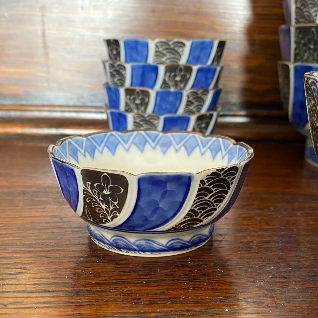 其泉　銀呉須手　中鉢小鉢10点セット