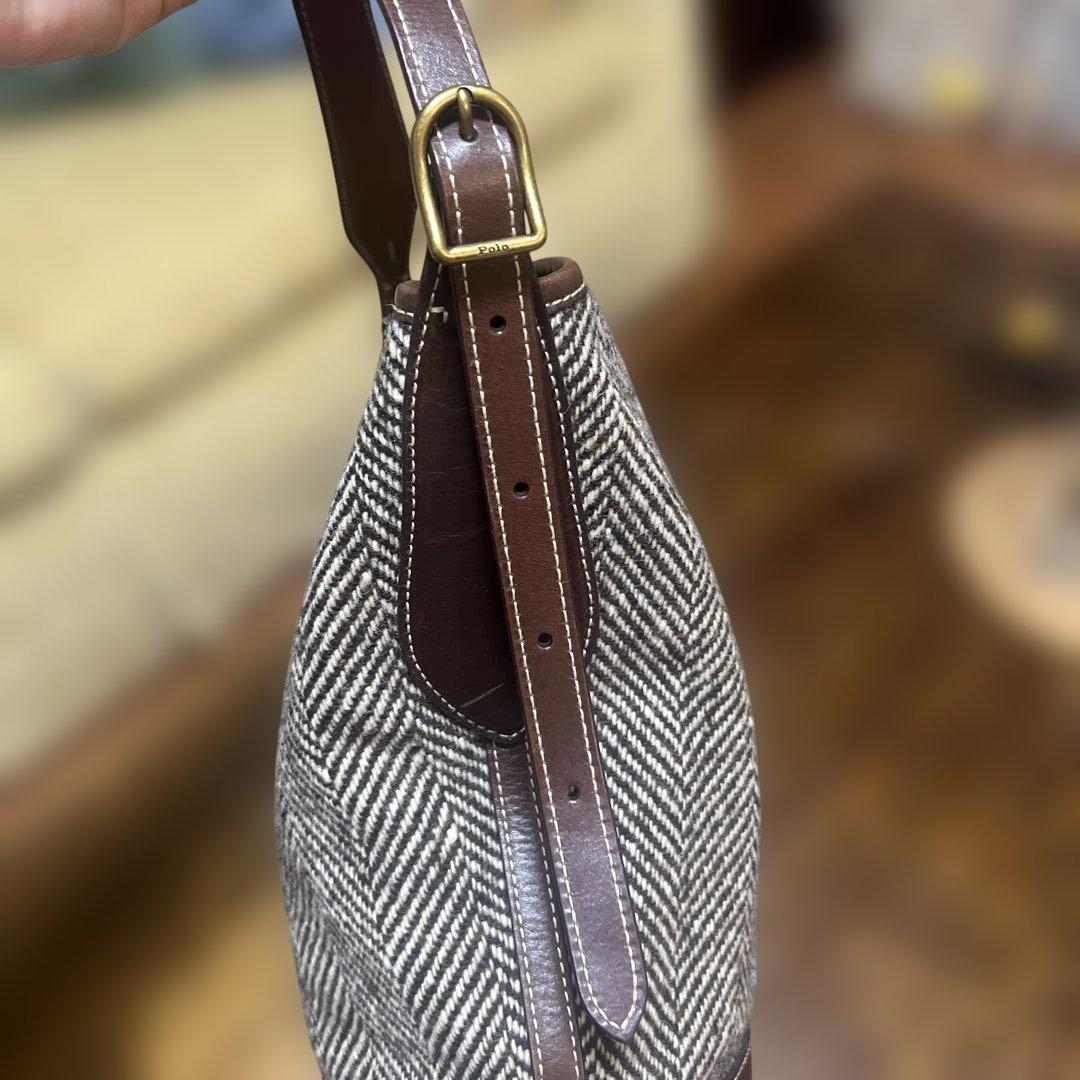 POLO RALPH LAUREN ヘリンボーン ミディアム バケット バッグ
