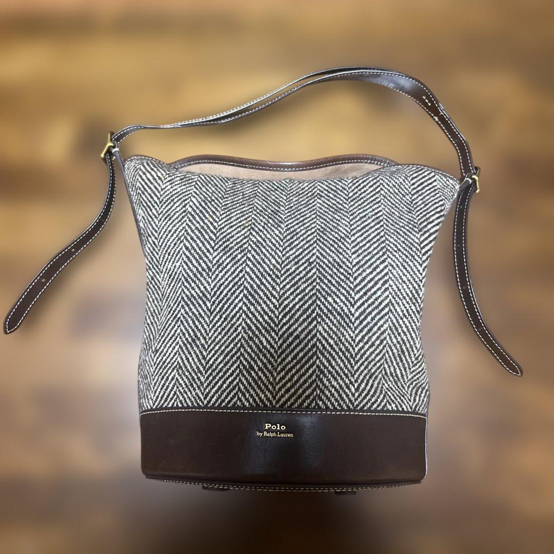 POLO RALPH LAUREN ヘリンボーン ミディアム バケット バッグ