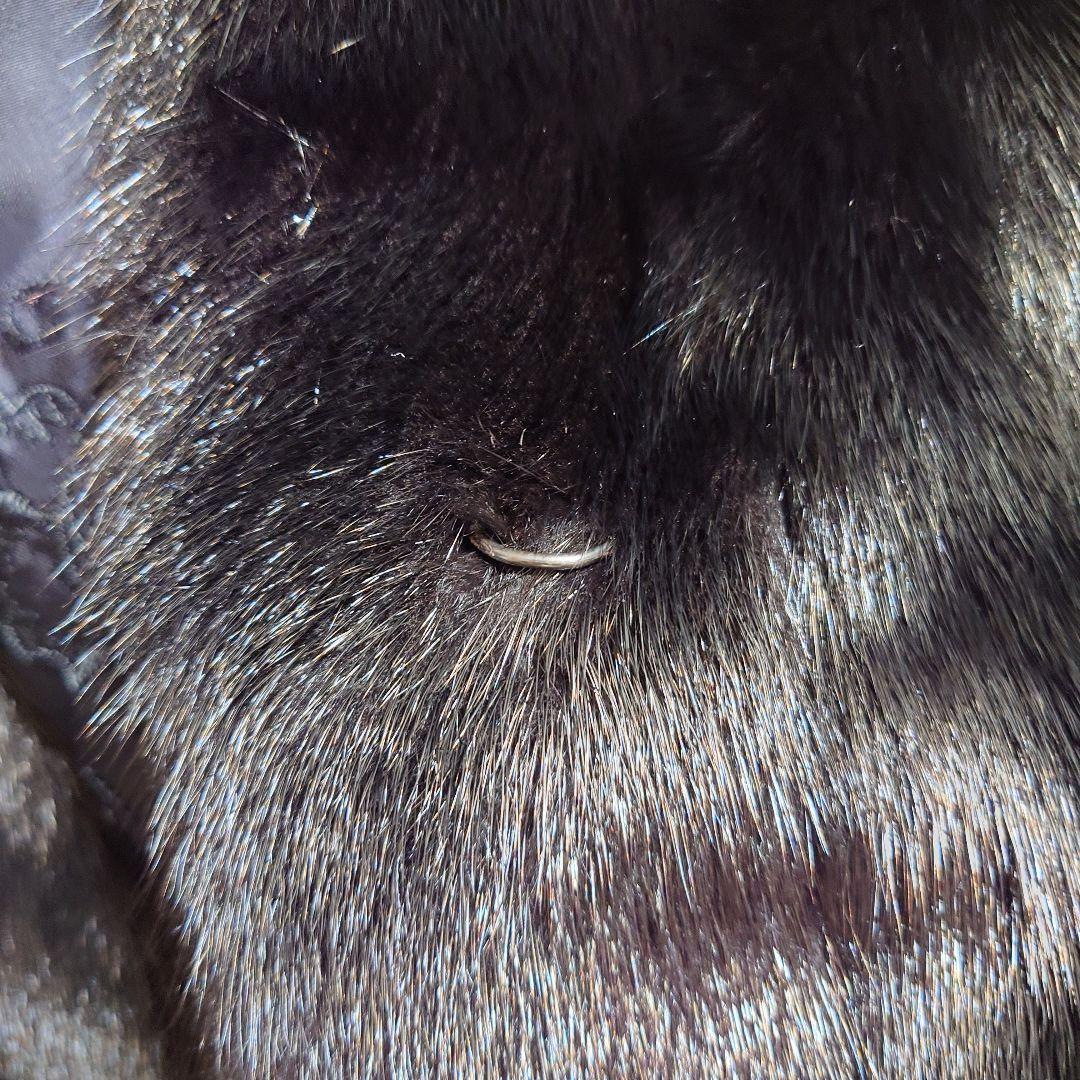 毛皮 ファーコート ブラック リアルファー ミンク系 前留め金具 リメイク素材