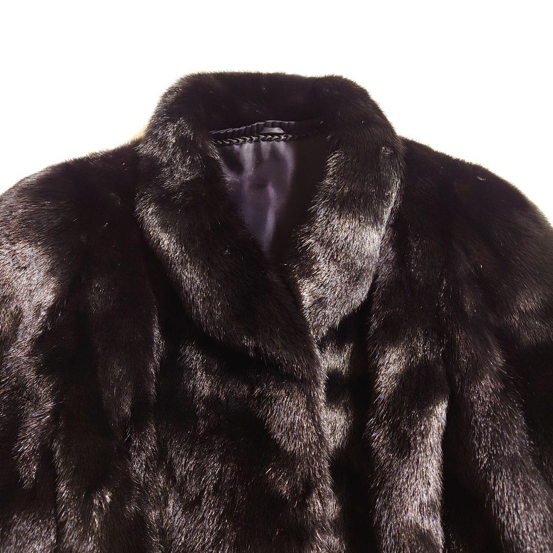 毛皮 ファーコート ブラック リアルファー ミンク系 前留め金具 リメイク素材