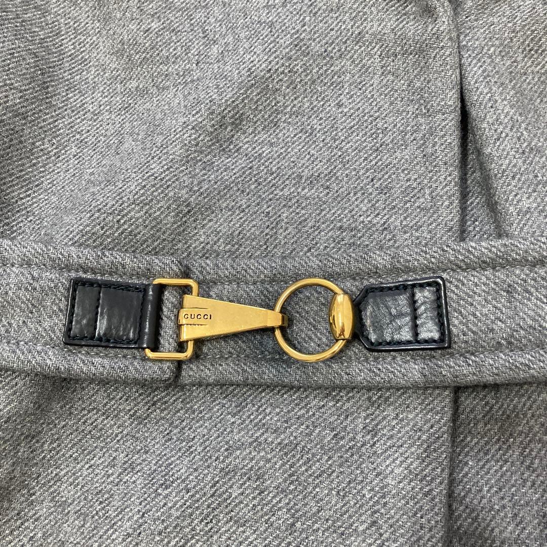 GUCCI グレー 膝丈 カシミヤチェスターコート フォックスファー付き