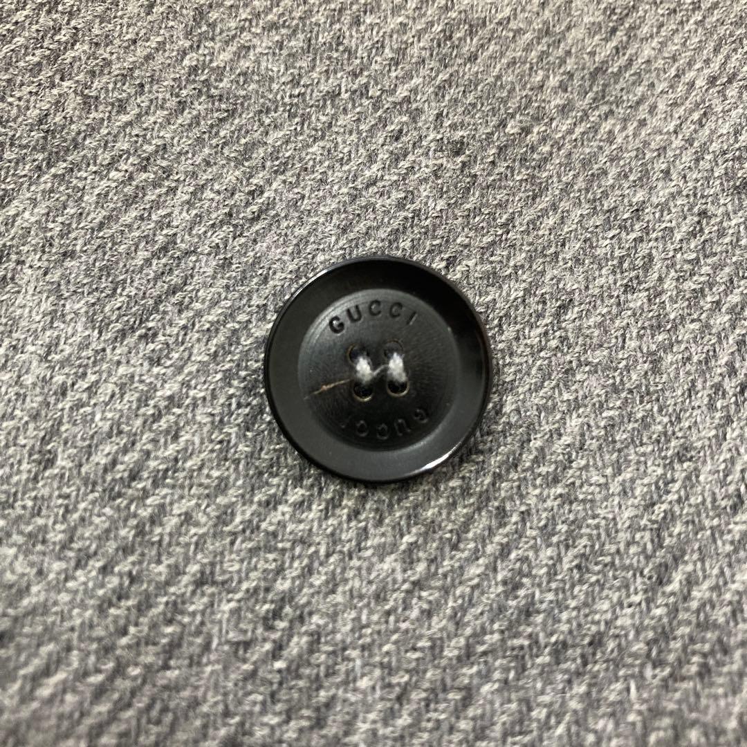 GUCCI グレー 膝丈 カシミヤチェスターコート フォックスファー付き