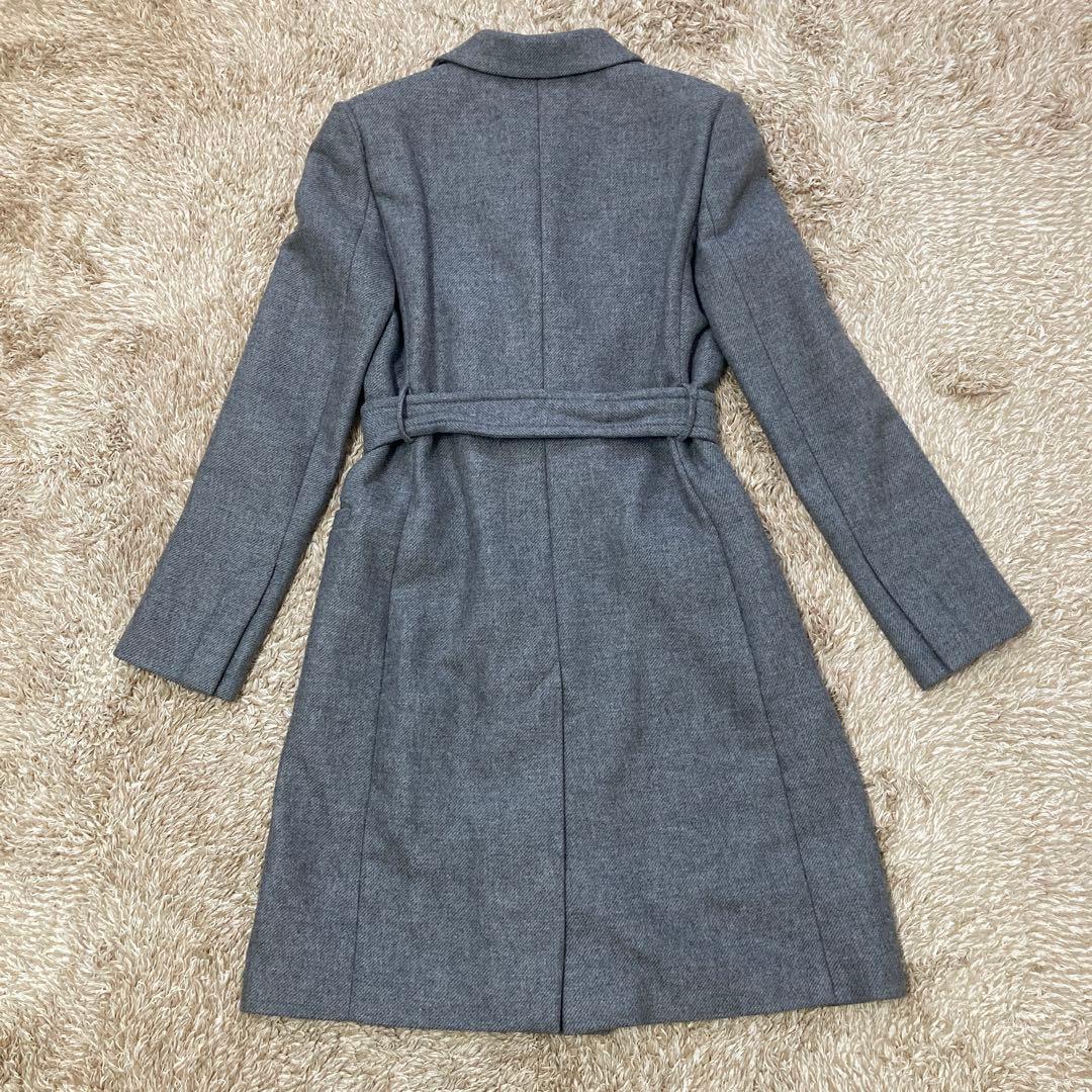 GUCCI グレー 膝丈 カシミヤチェスターコート フォックスファー付き