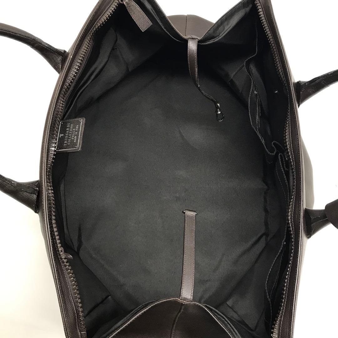 ☆美品☆TRUSSARDI ボストンバッグ ダークブラウン 大容量 旅行