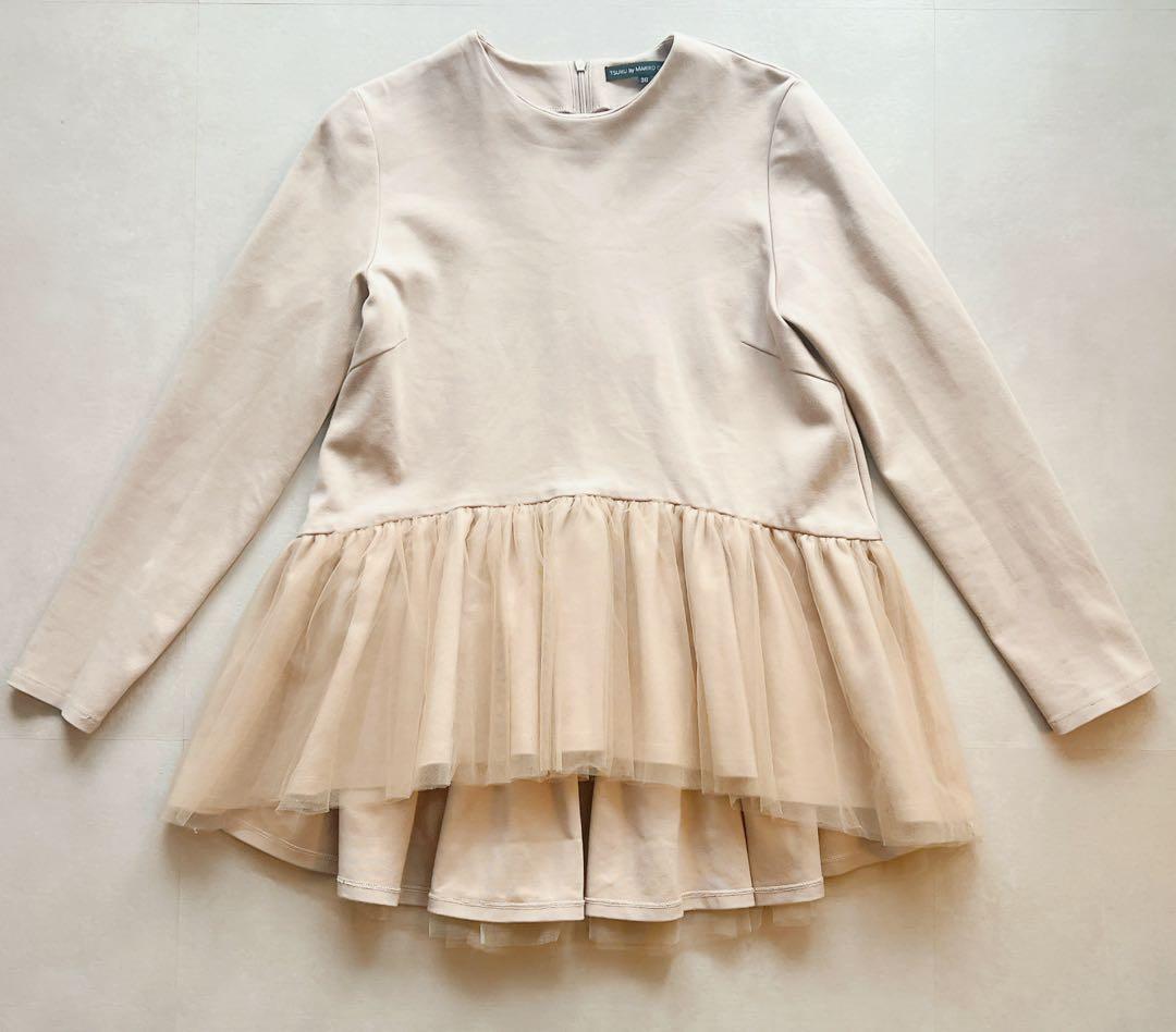 【ツルバイマリコオイカワ】Honey ベージュ 36 チュールトップス