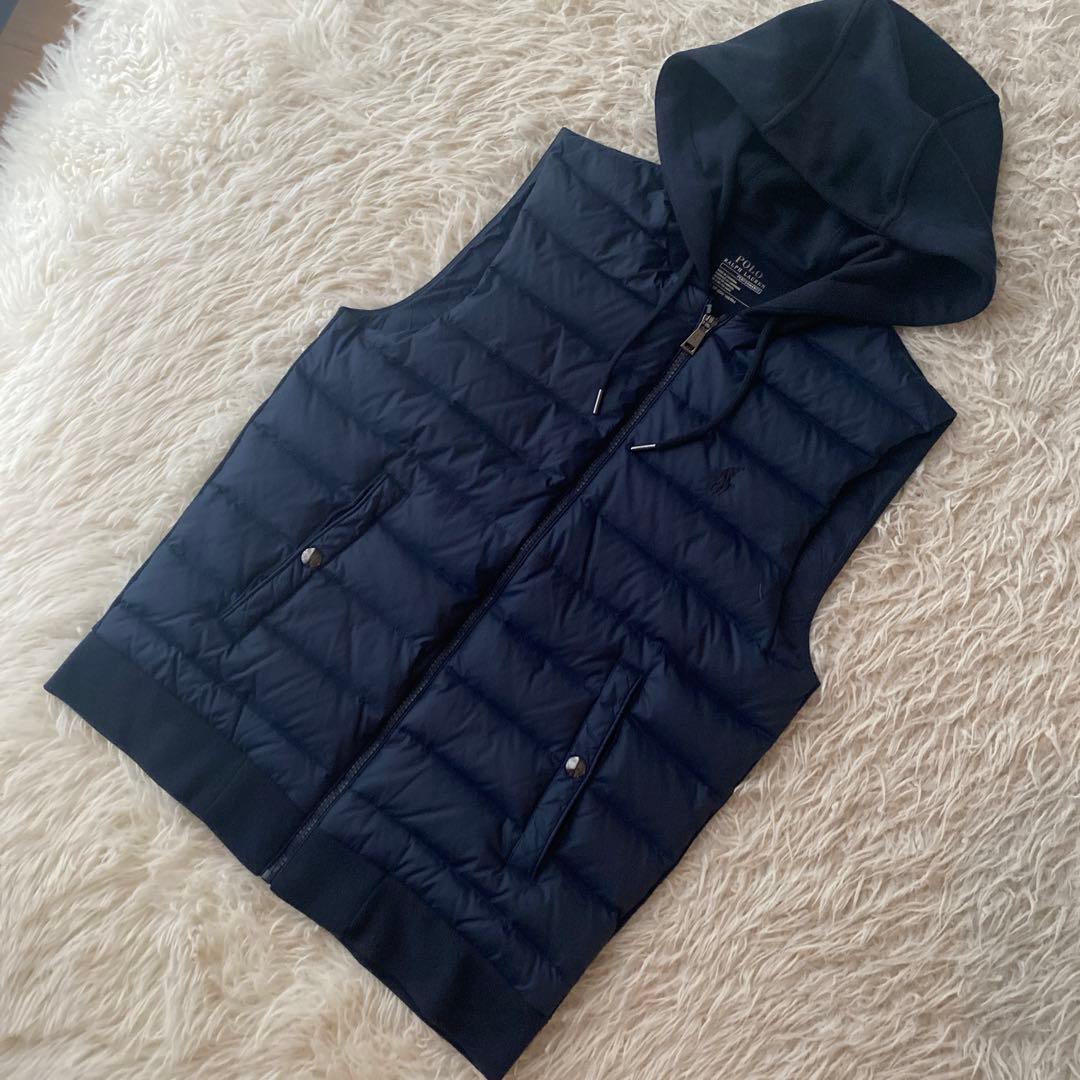 美品　ラルフローレン　ダウンベスト　スウェット　ネイビー　M相当