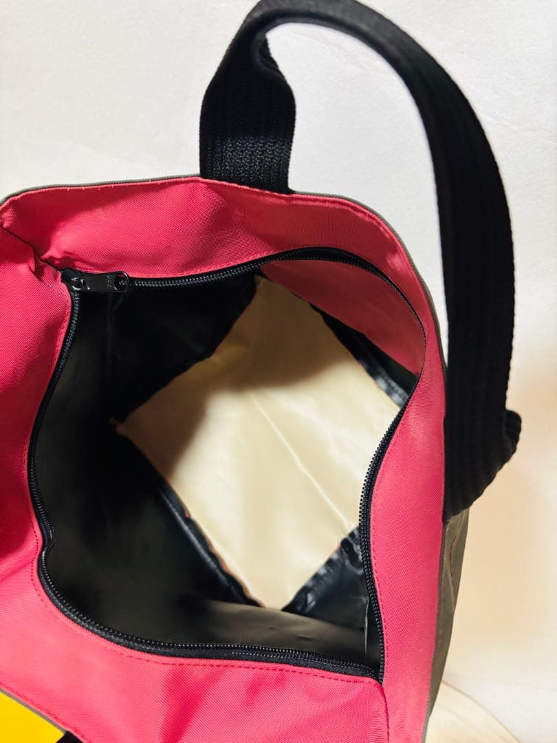 【美品】エルベシャプリエ　バッグ　1027 ピンク　カーキグレー