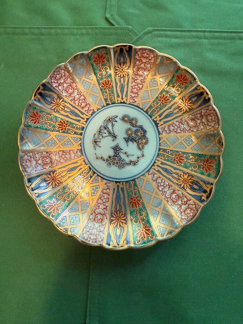 林九郎作　献上錦菊割内外 金彩 松竹梅　皿5枚 セット