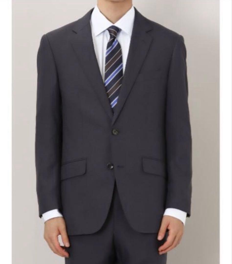 タグ付き 3点セットTAKA-Q ストレッチセットアップスーツ チェック紺