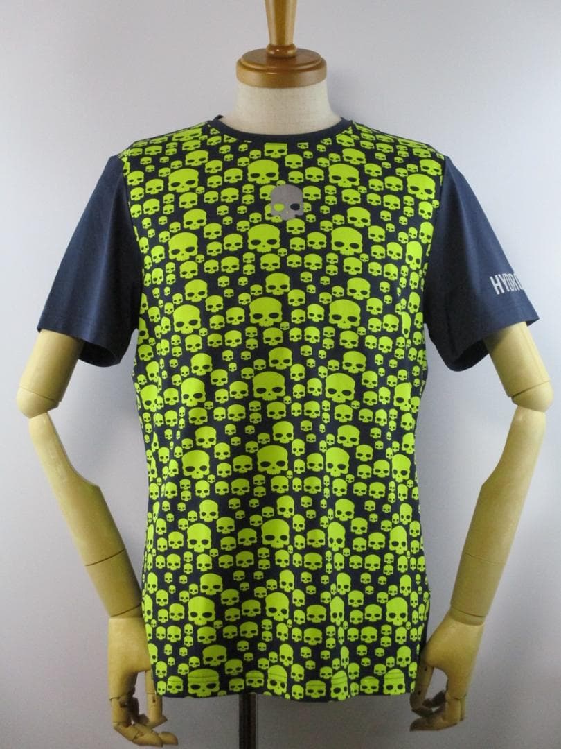 【ハイドロゲン・テニス】マルチアイコン・テックＴシャツ★L★ネイビー×イエロー