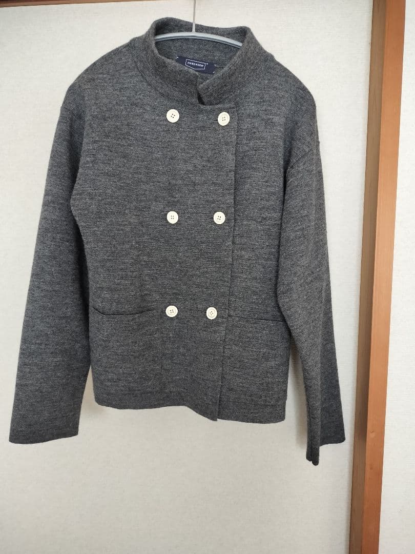 HAND ROOM ミラノリブニットジャケット　チャコールグレー　M