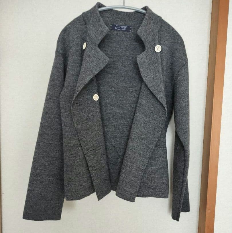 HAND ROOM ミラノリブニットジャケット　チャコールグレー　M
