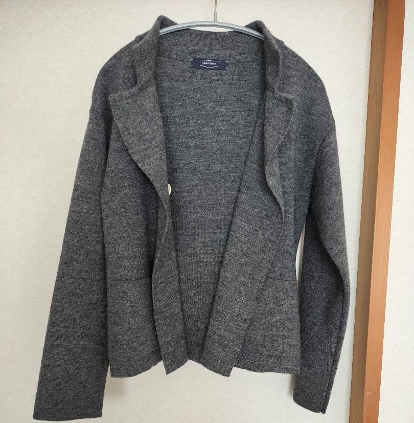 HAND ROOM ミラノリブニットジャケット　チャコールグレー　M