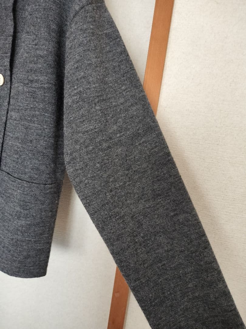 HAND ROOM ミラノリブニットジャケット　チャコールグレー　M