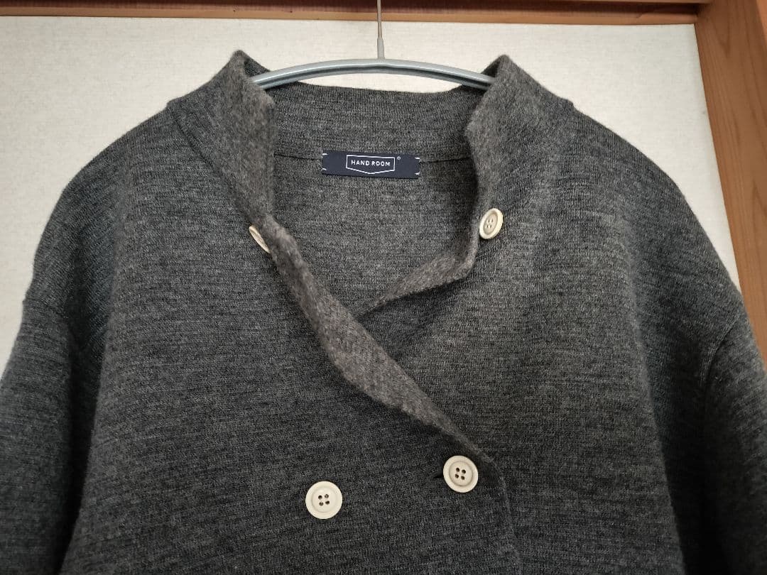 HAND ROOM ミラノリブニットジャケット　チャコールグレー　M