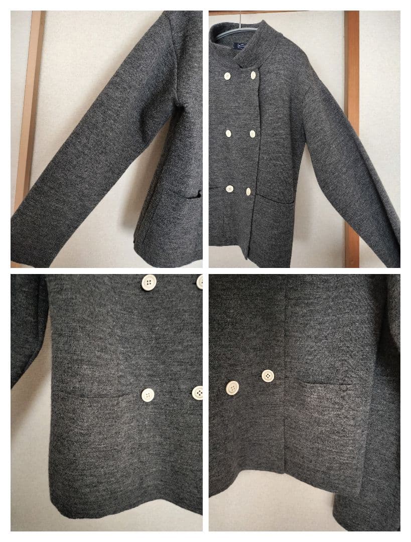 HAND ROOM ミラノリブニットジャケット　チャコールグレー　M