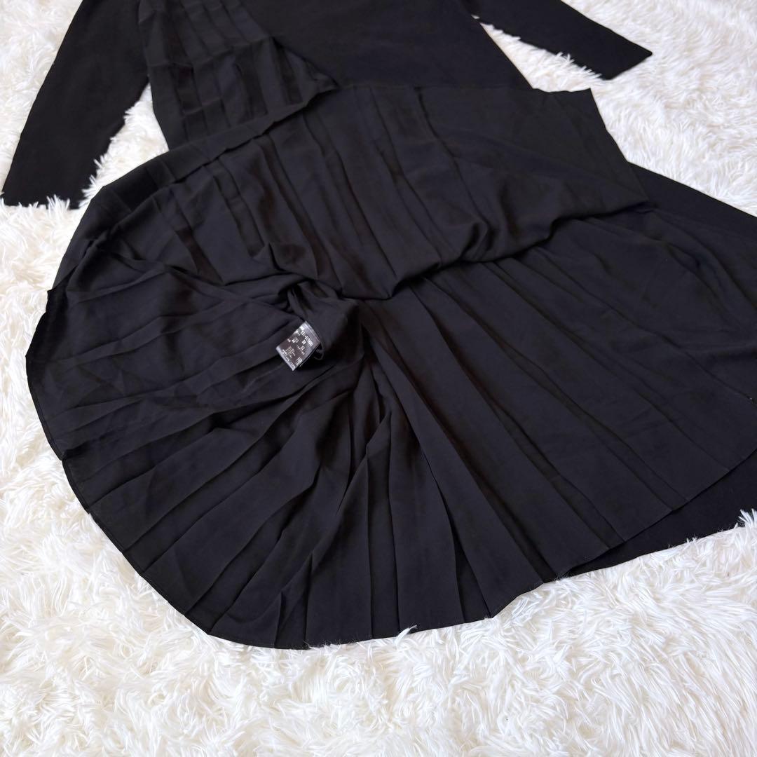 ADORE アドーア ロングワンピース 異素材 プリーツ ニット ブラック 38