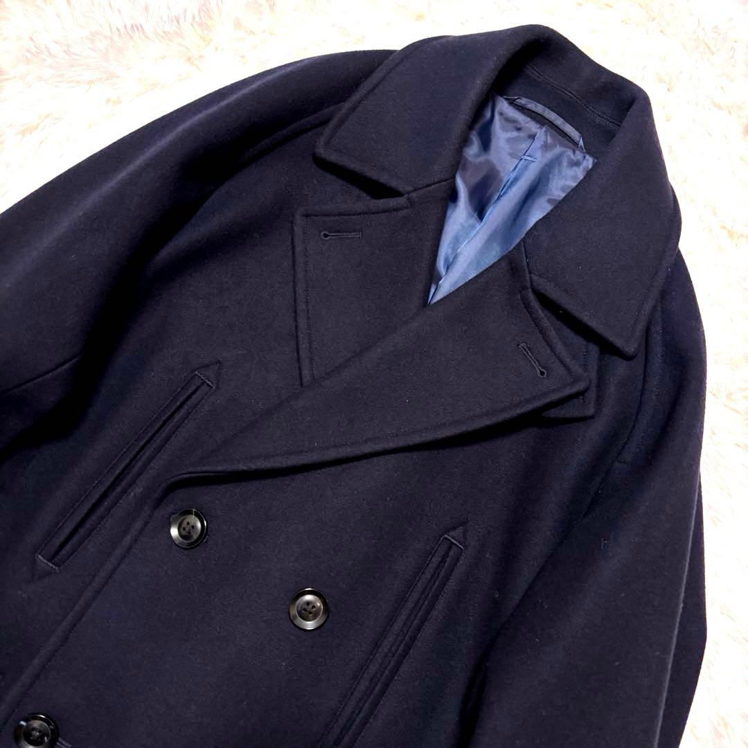✨未使用級✨ナノユニバース　スーパー140'S　ピーコート　ダブル　メルトン　紺