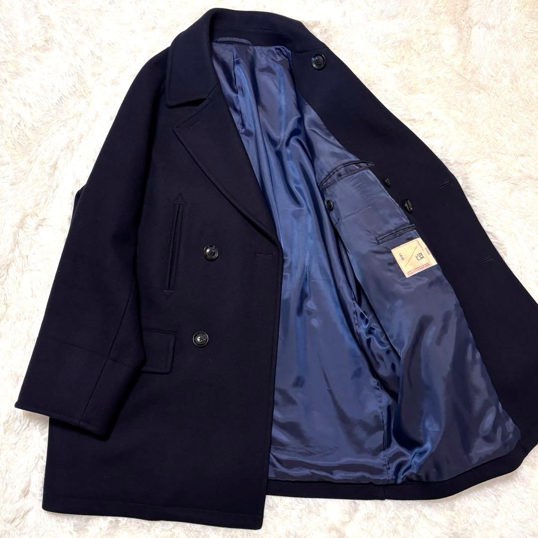 ✨未使用級✨ナノユニバース　スーパー140'S　ピーコート　ダブル　メルトン　紺