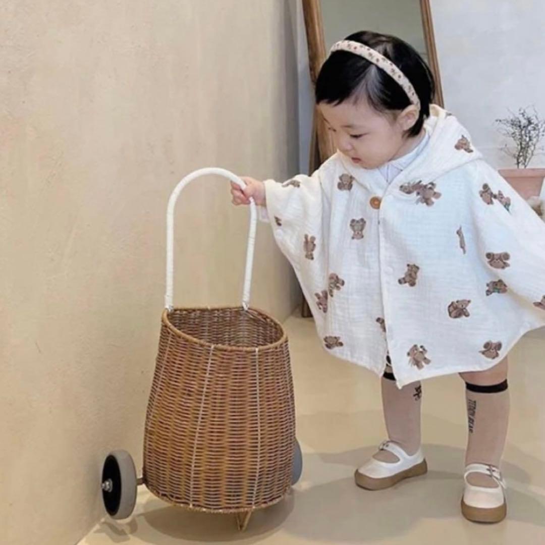 バスケット　ラタンバギー　子供　手押し車　おままごと　韓国　カゴ　バギー