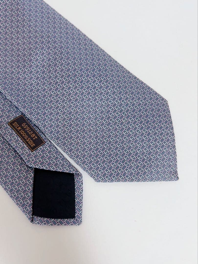 エルメス　HERMES ネクタイ　未使用品　ピンク　ブルーグレー