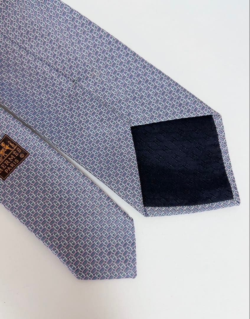 エルメス　HERMES ネクタイ　未使用品　ピンク　ブルーグレー