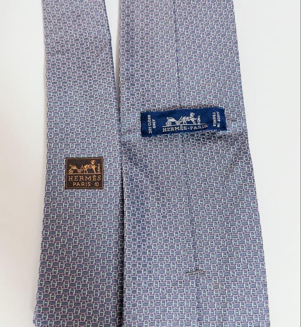 エルメス　HERMES ネクタイ　未使用品　ピンク　ブルーグレー
