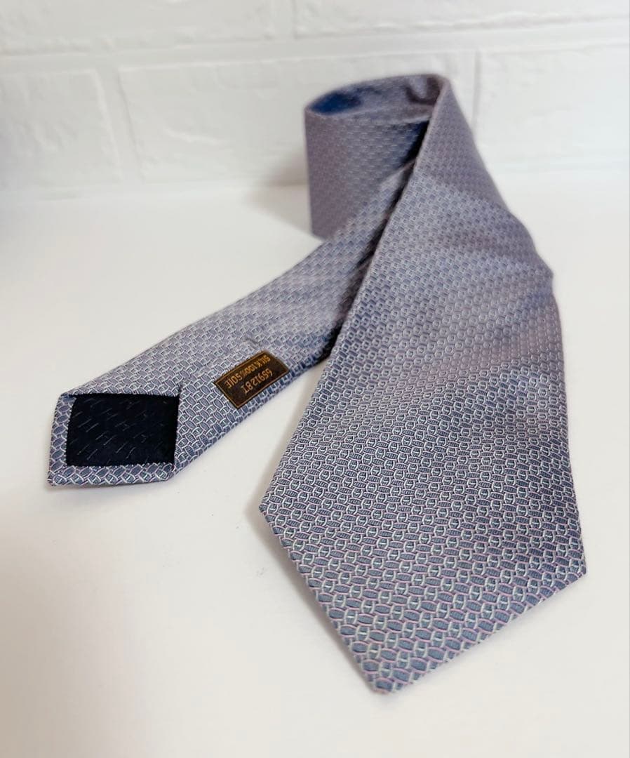 エルメス　HERMES ネクタイ　未使用品　ピンク　ブルーグレー