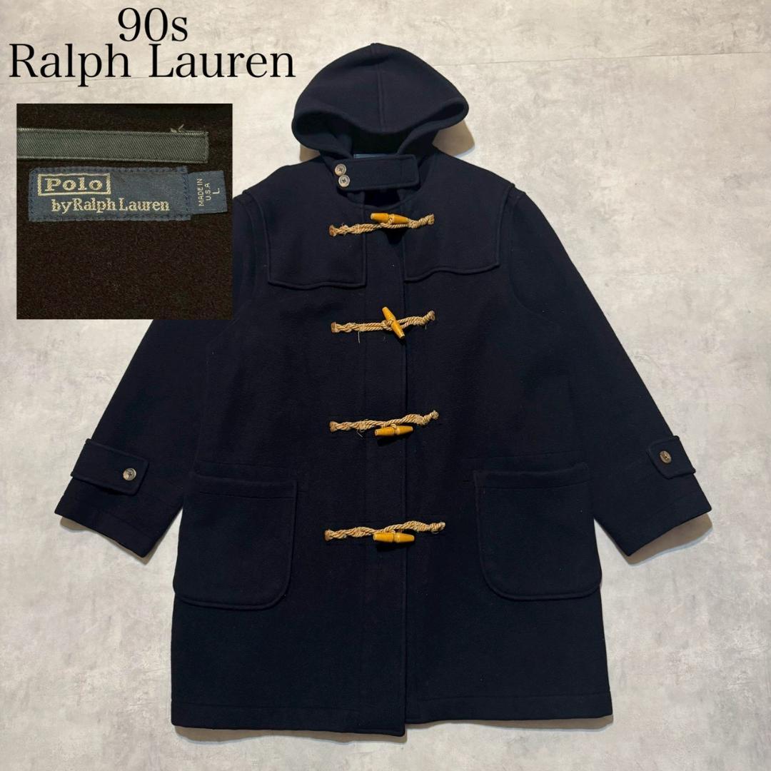 90s USA製 Ralph Lauren ダッフルコート 紺 L DM1469