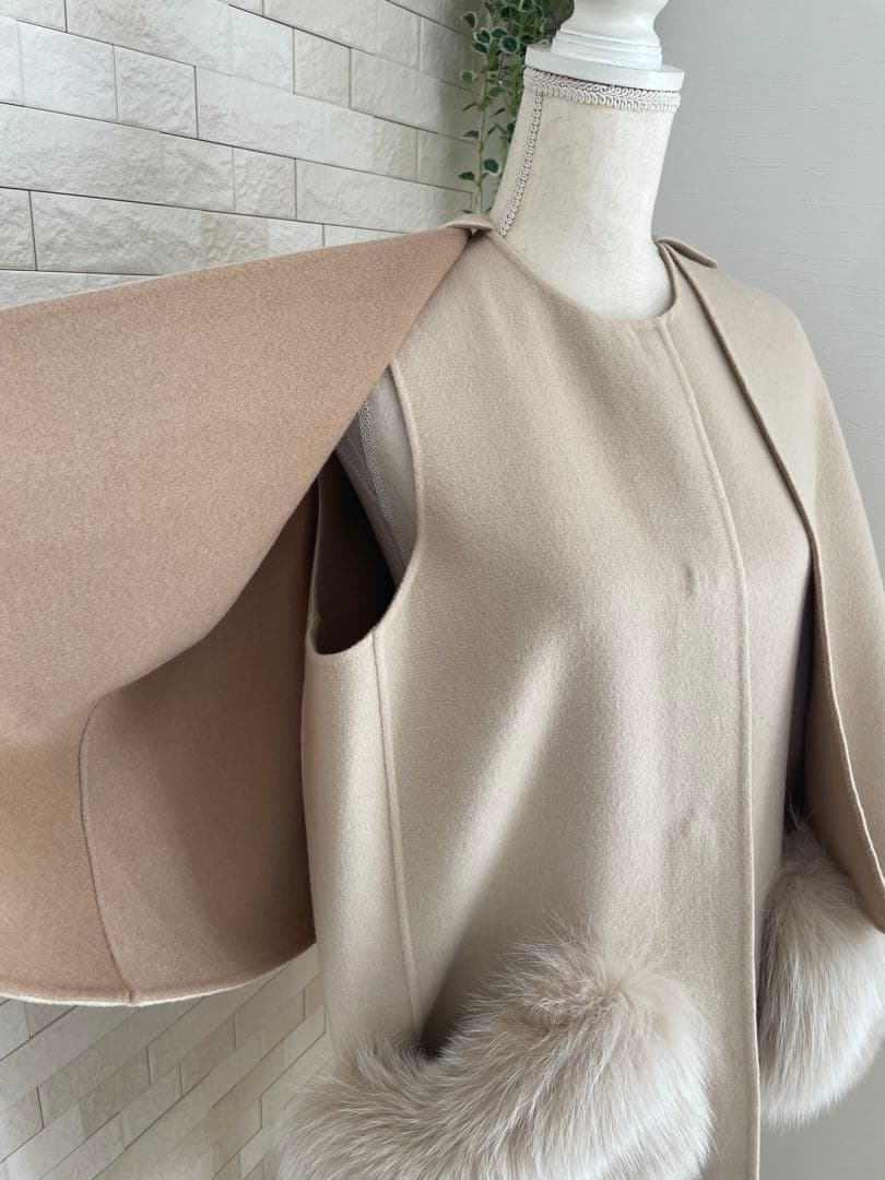 DRAWER ドゥロワー ⭐️ウールリバーシブルファーケープ コート2022AW