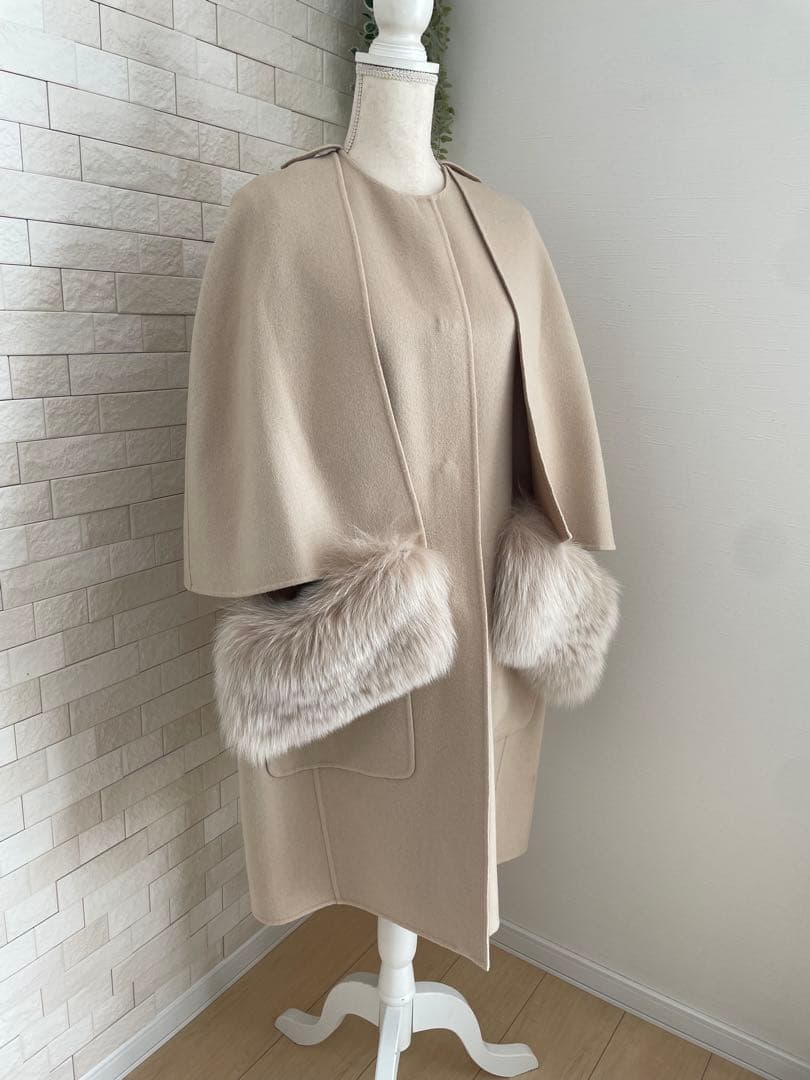 DRAWER ドゥロワー ⭐️ウールリバーシブルファーケープ コート2022AW