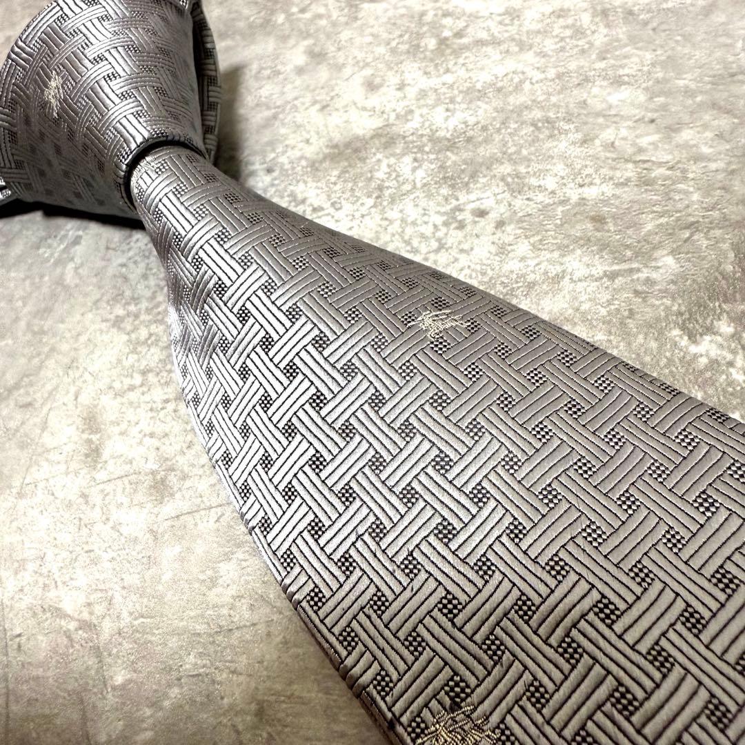 【✨美品✨】BURBERRY バーバリー ネクタイ ホースロゴ シルバー 結婚式