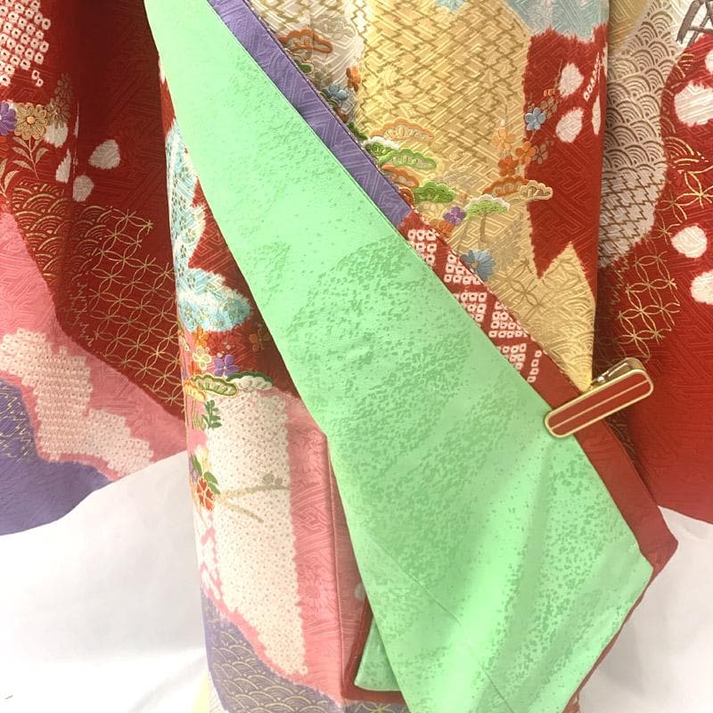 505ag36■七五三 千總七歳 女児 着物のみ 絞り染 金彩 トール■美品