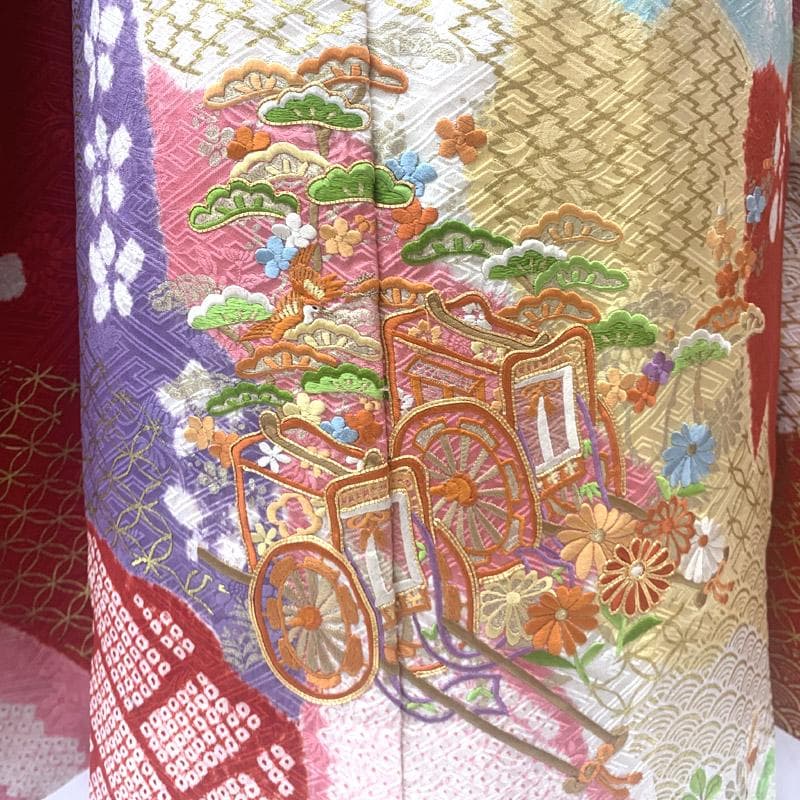 505ag36■七五三 千總七歳 女児 着物のみ 絞り染 金彩 トール■美品