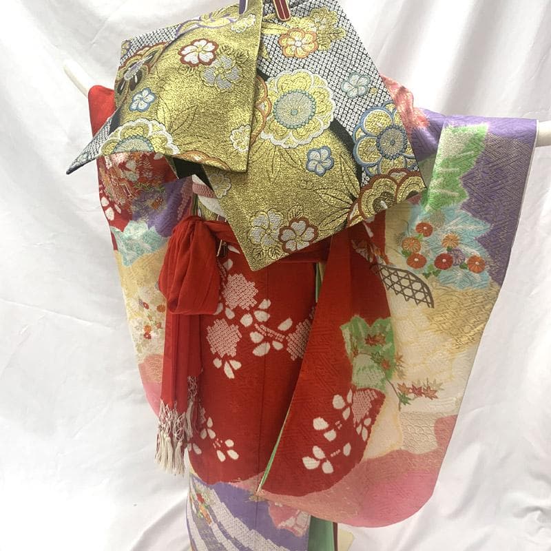 505ag36■七五三 千總七歳 女児 着物のみ 絞り染 金彩 トール■美品