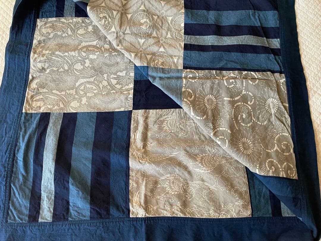 越後片貝紺仁藍染　炬燵カバー　ソファカバー　ベッドカバー