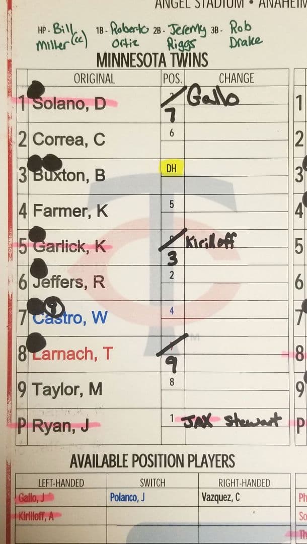 【実使用】大谷翔平 ラインナップカード MLB エンゼルス ツインズ MVP