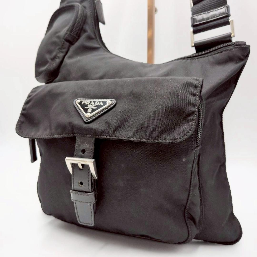 PRADA プラダ テスートナイロン ワンショルダーバッグ ブラック 黒 レザー