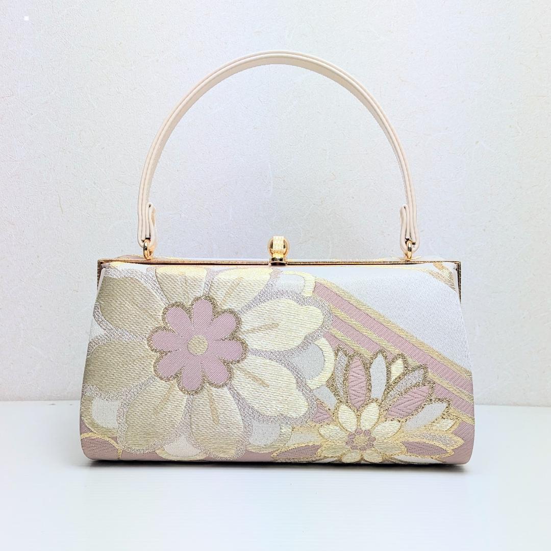 和装 草履 バッグ セット 帯地 ベージュ ピンク フリーサイズ u94-2