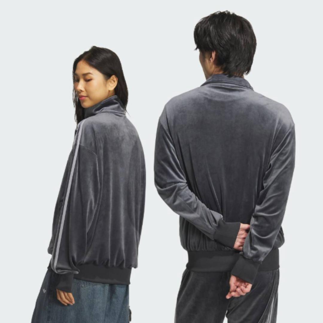 【大人気】adidas ファイヤーバード トラックトップ ベロア ダークグレー