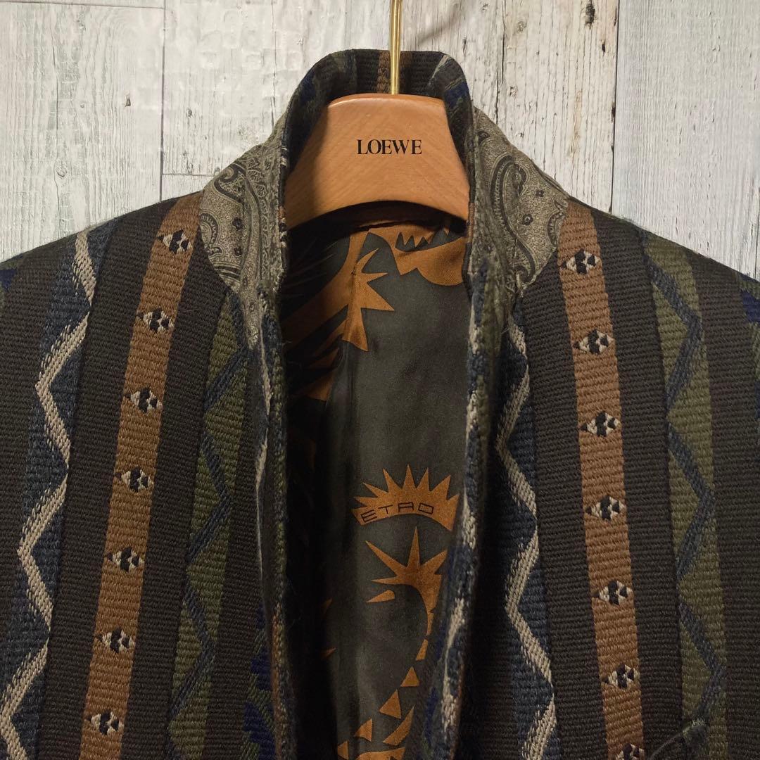 美品　ETRO エトロ 総柄 ウール　チェスターコート 52 ブラウン