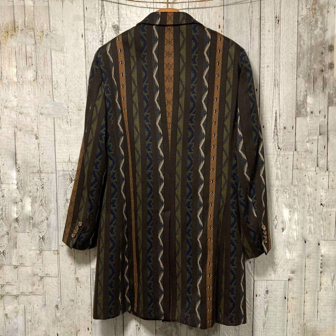 美品　ETRO エトロ 総柄 ウール　チェスターコート 52 ブラウン