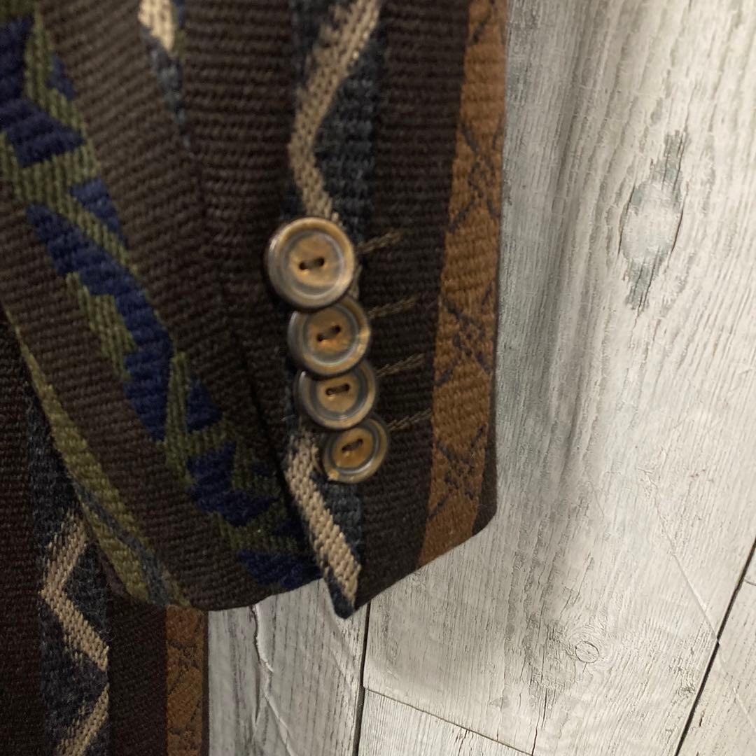 美品　ETRO エトロ 総柄 ウール　チェスターコート 52 ブラウン