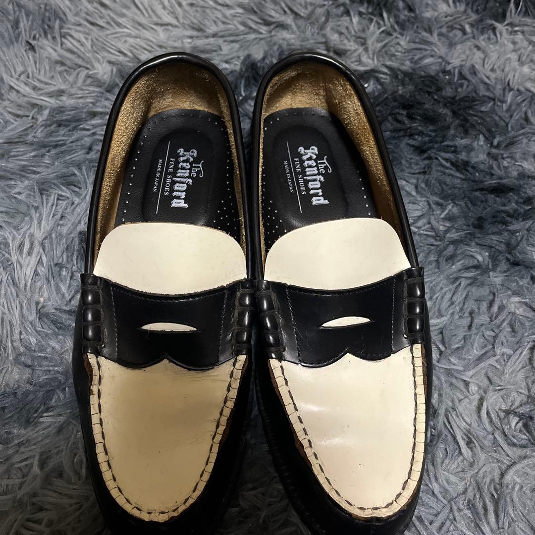 Kenford レザー ローファー ブラック/ホワイト